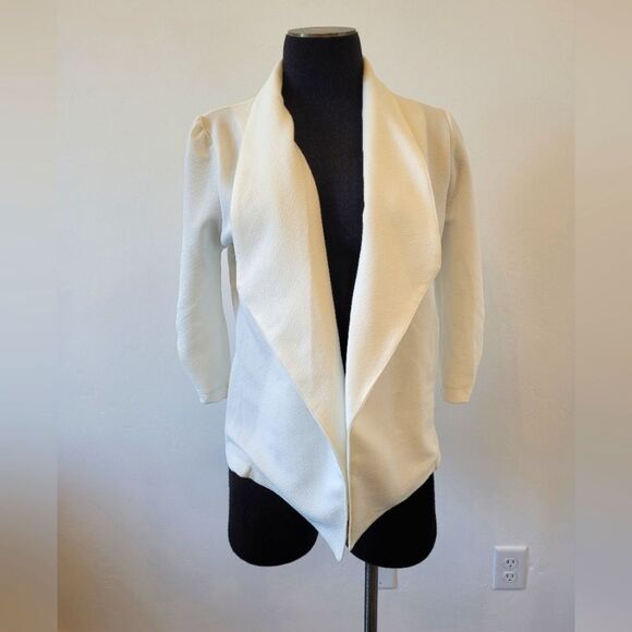Zenana Outfitters White Blazer Open Front Preppy Office Career Old Money Medium - Picture 1 of 10